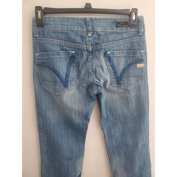 Vigoss Studios Jeans 29 Womens Carolina Bootcut Mid Rise Solid Blue Medium Wash - Picture 6 of 8